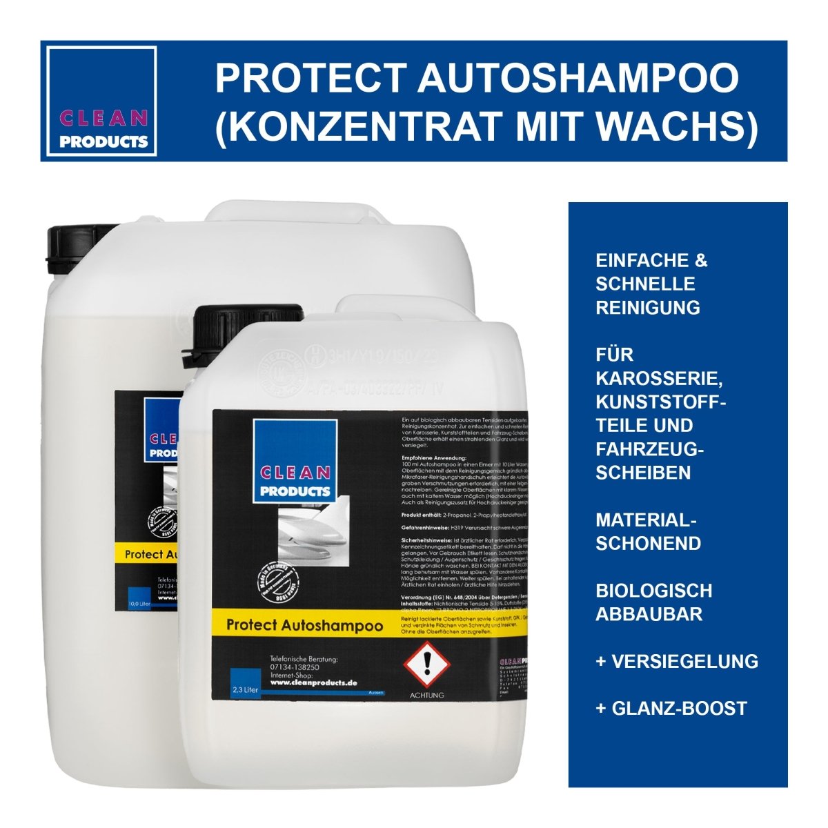 Protect Autoshampoo (Konzentrat mit Wachs) - 2,3 Liter - CLEANPRODUCTS