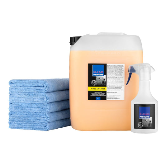 Set Lackschutz-Spray (Lackpflege) 10 Liter + 5 Mikrofaser-Poliertücher + leere Sprühflasche - CLEANPRODUCTS