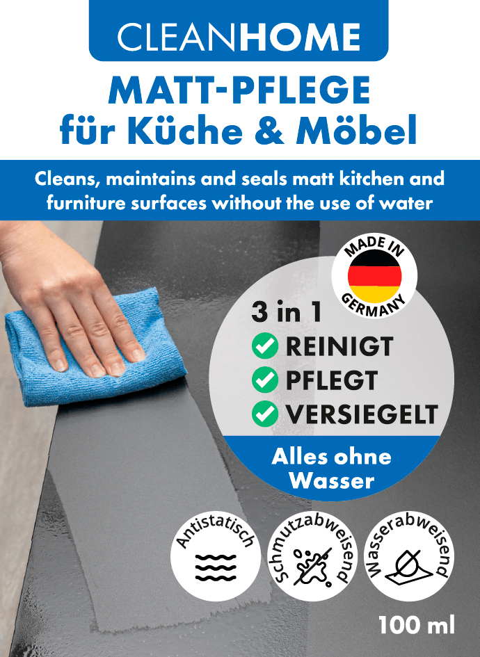CLEANHOME Matt - SAUBER + Matt - PFLEGE - SET für matte Küchen - und Möbelfronten - CLEANPRODUCTS