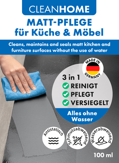 CLEANHOME Matt - SAUBER + Matt - PFLEGE - SET für matte Küchen - und Möbelfronten - CLEANPRODUCTS