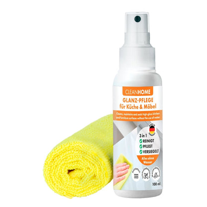 CLEANHOME UniQuick SAUBER+PFLEGE - SET für glänzende Küchen - und Möbel - Oberflächen - CLEANPRODUCTS