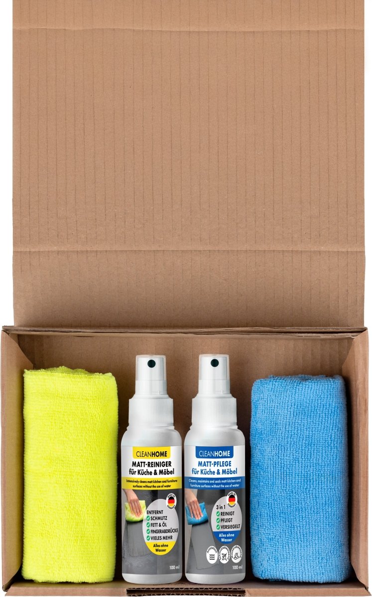 CLEANHOME Matt - SAUBER + Matt - PFLEGE - SET für matte Küchen - und Möbelfronten - CLEANPRODUCTS