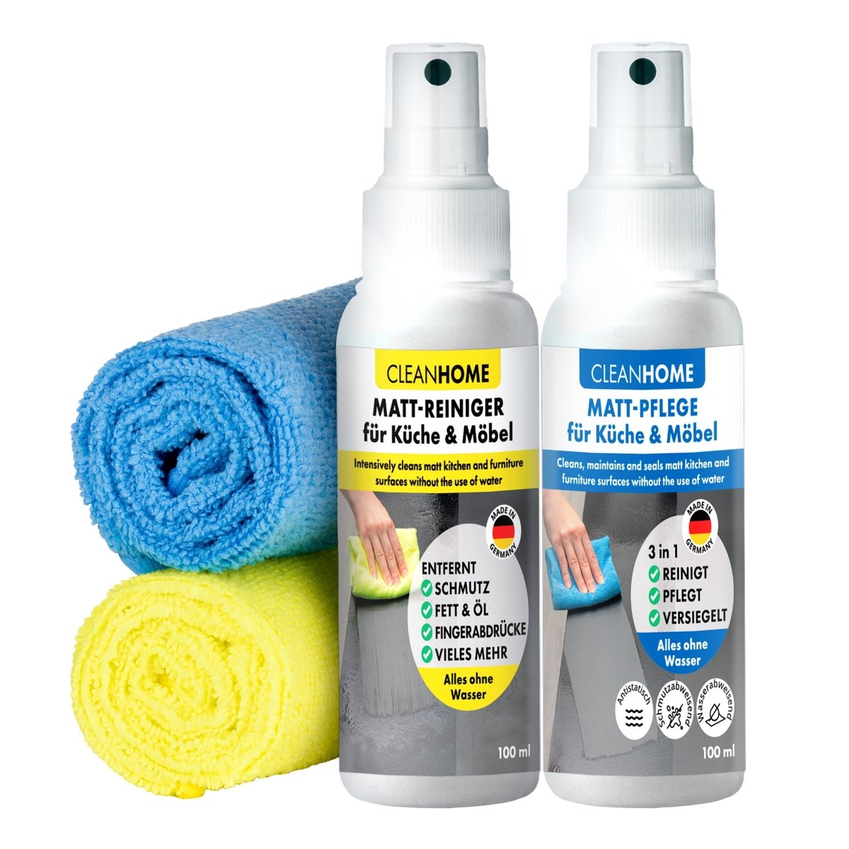 CLEANHOME Matt - SAUBER + Matt - PFLEGE - SET für matte Küchen - und Möbelfronten - CLEANPRODUCTS