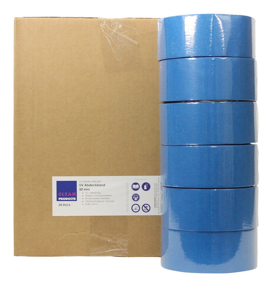 UV-beständiges Abdeckband-Klebeband 50 mm x 50 m, bis 110 Grad - 24 Stück - CLEANPRODUCTS