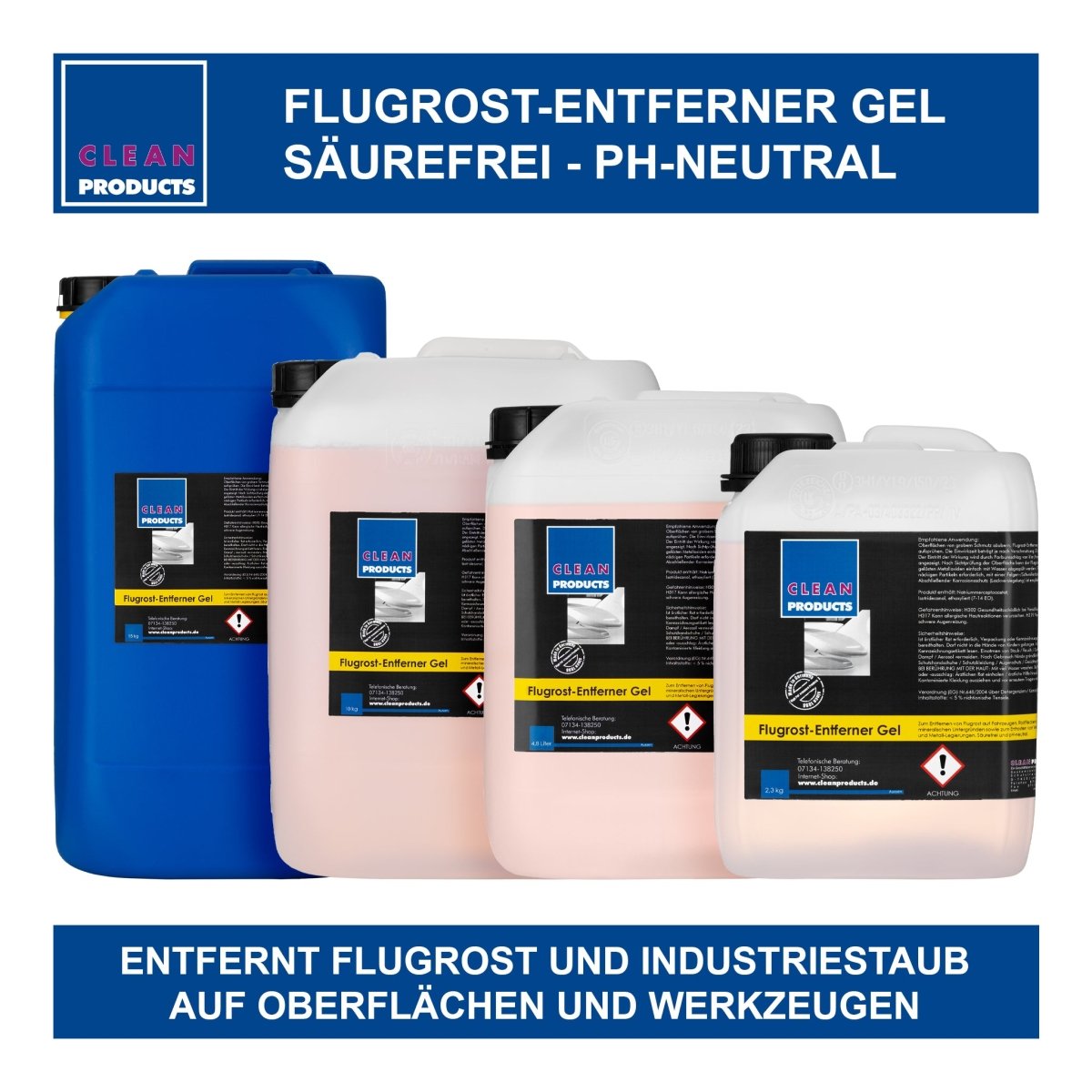 Flugrost-Entferner Gel - Säurefrei - pH-neutral - 15 Liter - CLEANPRODUCTS