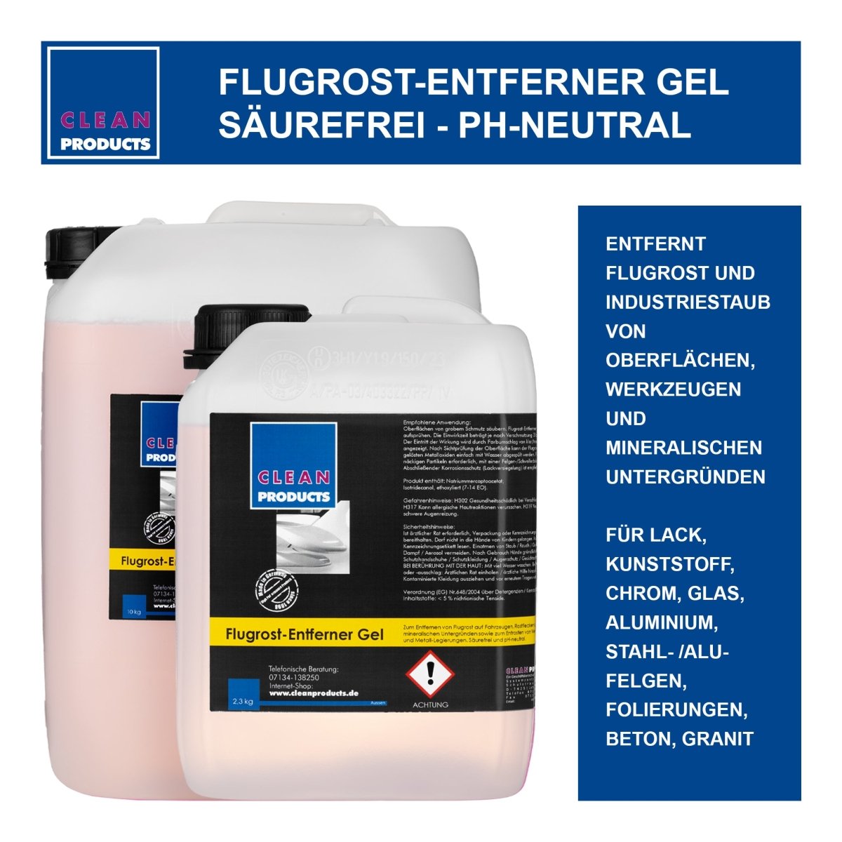Flugrost-Entferner Gel - Säurefrei - pH-neutral - 2,3 Liter - CLEANPRODUCTS