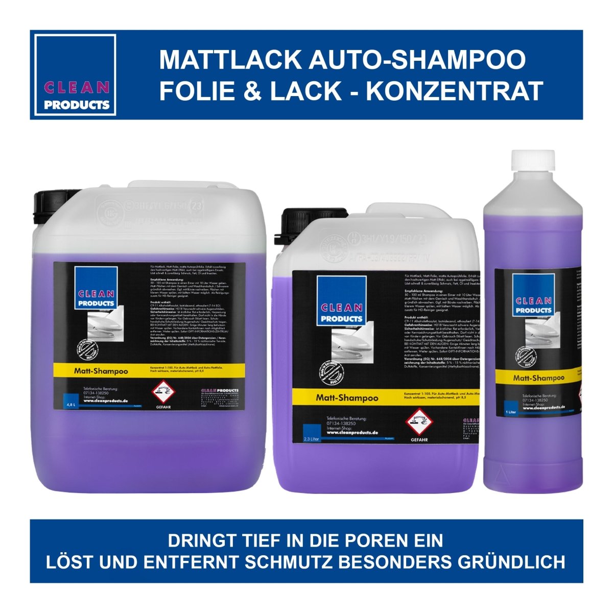 Mattlack Auto-Shampoo Folie & Lack - Konzentrat - 4,8 Liter - CLEANPRODUCTS