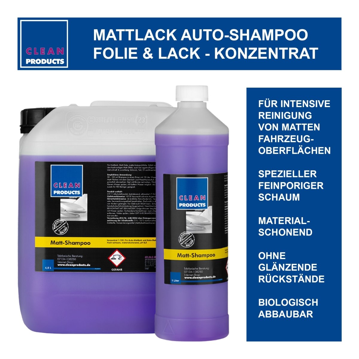 Mattlack Auto-Shampoo Folie & Lack - Konzentrat - 4,8 Liter - CLEANPRODUCTS