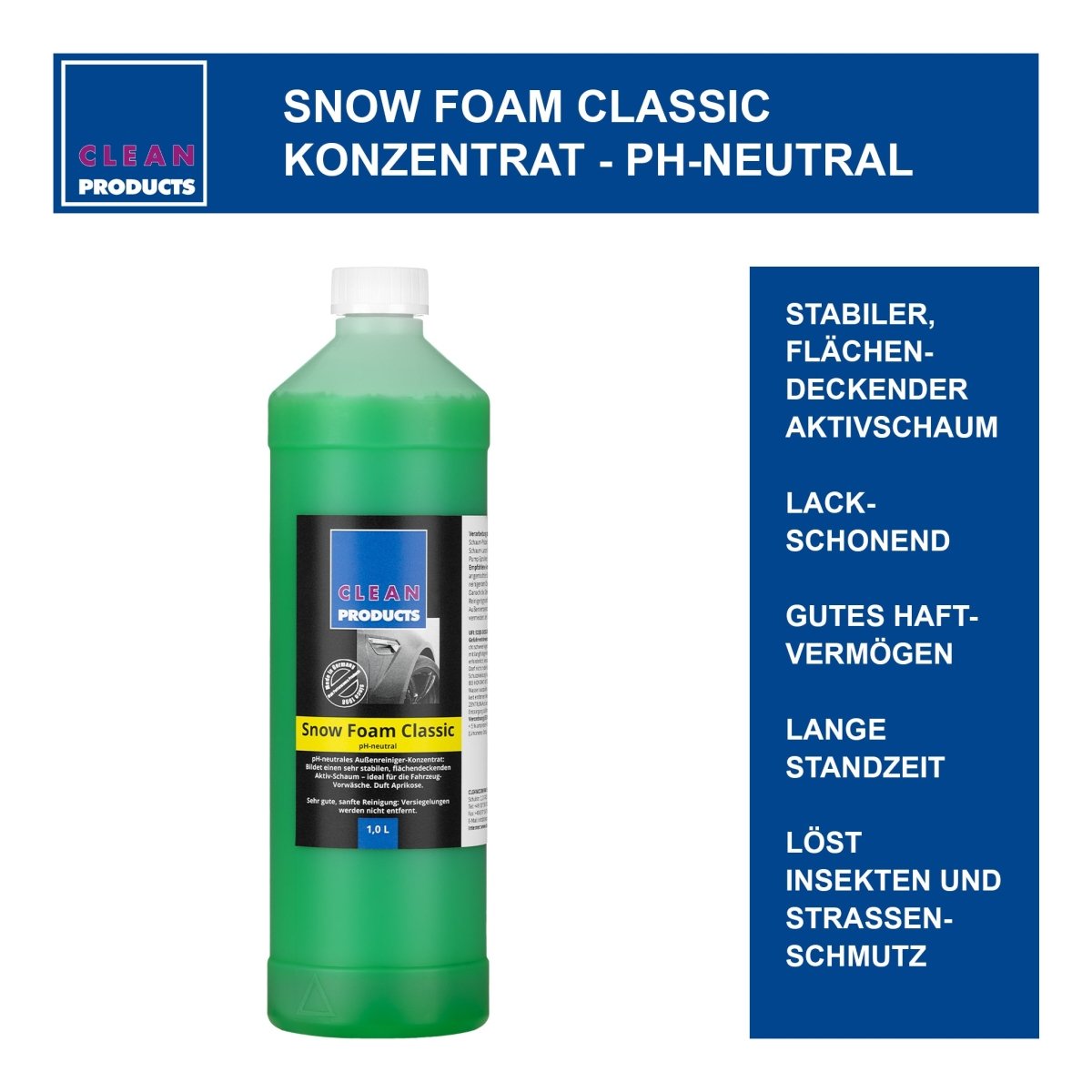 Snow Foam CLASSIC - Konzentrat - pH-neutral - 1 Liter - CLEANPRODUCTS