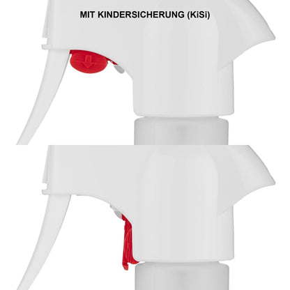 Kunststoff-Systemflasche rund 500 ml mit Pump-Sprühkopf mit Kindersicherung (KiSi) - CLEANPRODUCTS
