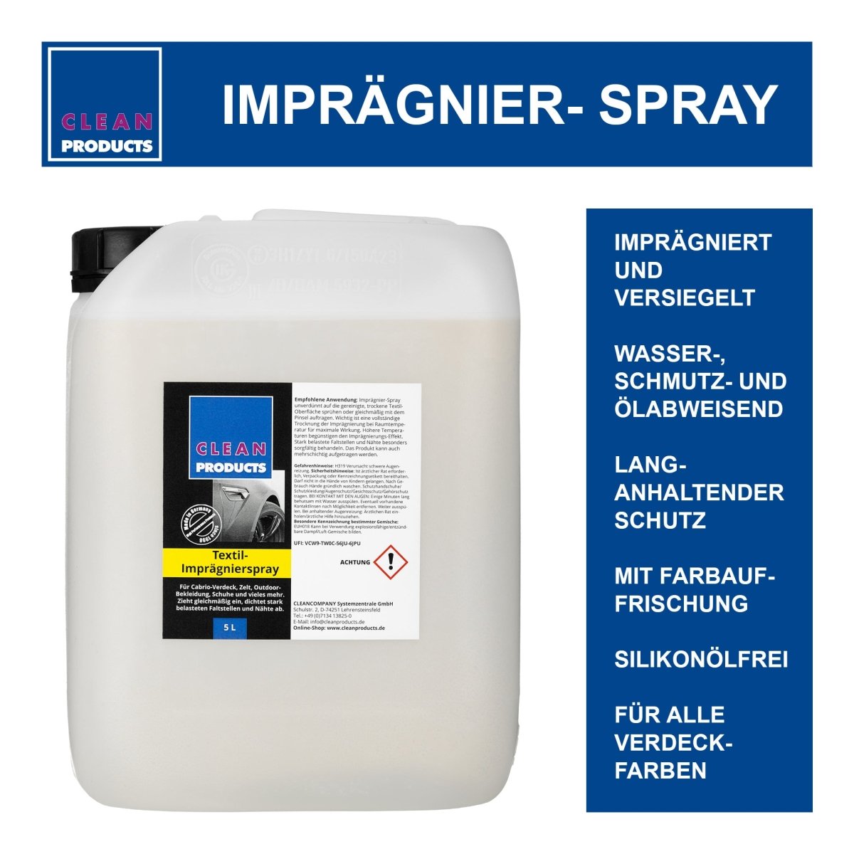 Imprägnier-Spray - 5 Liter - CLEANPRODUCTS